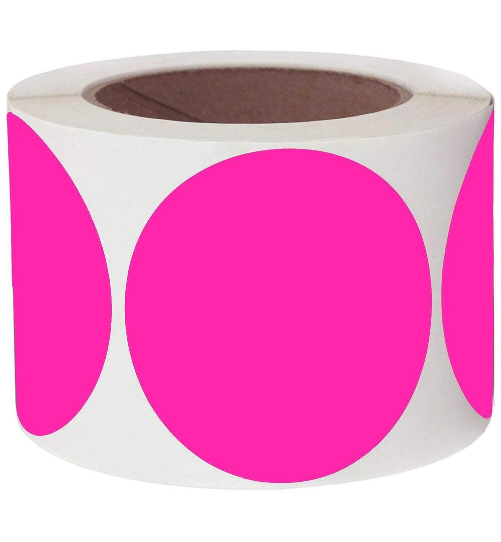 3638 250 Per Roll Target Dots Round Pink 3 inch Color Coding Dot Labels